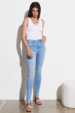 Skinny Fit Dar Kesim Yüksek Bel Esnek Jean Kot Pantolon - Beach Baby-W27H4746B