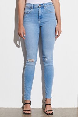Skinny Fit Dar Kesim Yüksek Bel Esnek Jean Kot Pantolon - Beach Baby-W27H4746B (görsel 3)