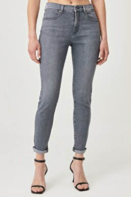 High Rise Skinny Fit Denim Esnek Yüksek Bel Jean Kot Pantolon - Vintage Grey-W27HDH41N (görsel 4)