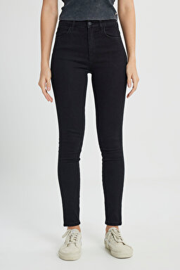 High Rise Skinny Fit Denim Esnek Yüksek Bel Jean Kot Pantolon - Black-W27HLX023 (görsel 3)