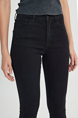 High Rise Skinny Fit Denim Esnek Yüksek Bel Jean Kot Pantolon - Black-W27HLX023 (görsel 5)