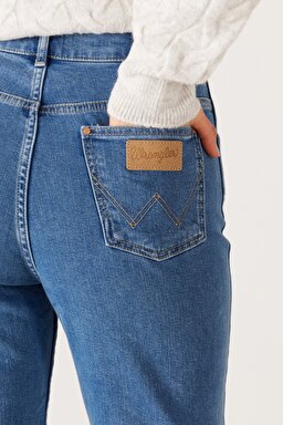 Mom Regular Fit Normal Kesim Yüksek Bel Açık Mavi Esnek Jean Kot Pantolon - Wanda-W27M68231 (görsel 7)