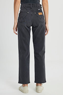 Straight Fit Düz Kesim Yüksek Bel Koyu Gri Esnek Mom Jean Kot Pantolon - Heart Breaker-W27MMR496 (görsel 5)