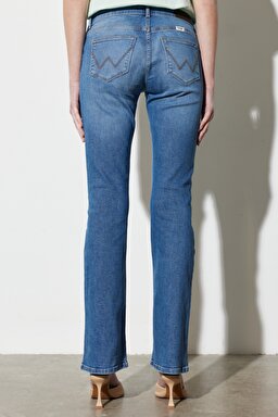Bootcut Fit Normal Bel Bol Paça Esnek Jean Kot Pantolon - Raven-W28B4736Y (görsel 8)