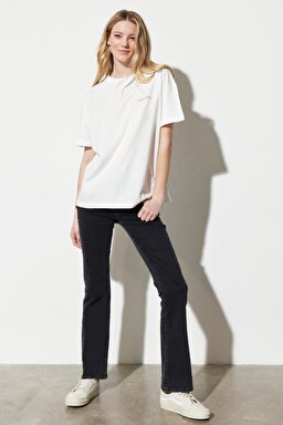 Bootcut Fit Normal Bel Bol Paça Esnek Jean Kot Pantolon - Griffin-W28BCZ36C (görsel 2)