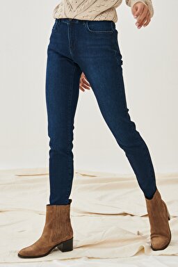 Skinny Fit Denim Esnek Jean Kot Pantolon - Dark Blue-W28KSZ21H