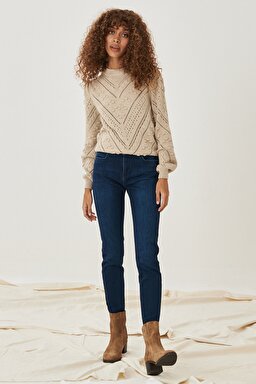 Skinny Fit Denim Esnek Jean Kot Pantolon - Dark Blue-W28KSZ21H (görsel 2)