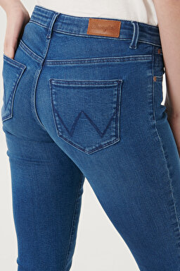 Skinny Fit Denim Esnek Jean Kot Pantolon - Mid Blue-W28KWY116 (görsel 4)