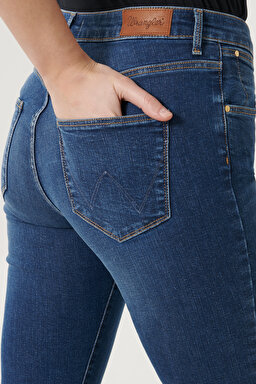 Skinny Fit Denim Esnek Jean Kot Pantolon - Dark Blue-W28KX785U (görsel 4)