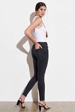 Skinny Fit Denim Esnek Jean Kot Pantolon - Anthracite-W28KZJ30B (görsel 6)