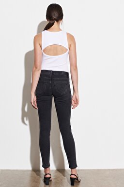 Skinny Fit Denim Esnek Jean Kot Pantolon - Anthracite-W28KZJ30B (görsel 7)
