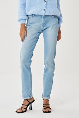 Slim Fit Dar Kesim Denim Esnek Jean Kot Pantolon - Light Blue-W28LZH280