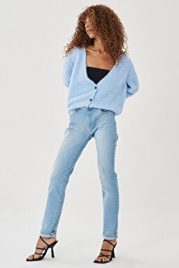 Slim Fit Dar Kesim Denim Esnek Jean Kot Pantolon - Light Blue-W28LZH280 (görsel 2)
