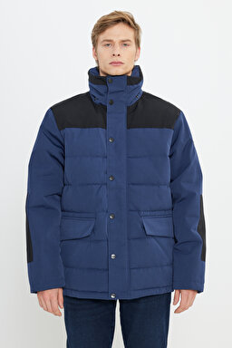 Regular Fit Normal Kesim Kapüşonlu Lacivert Şişme Mont - Navy-W2B2WW114