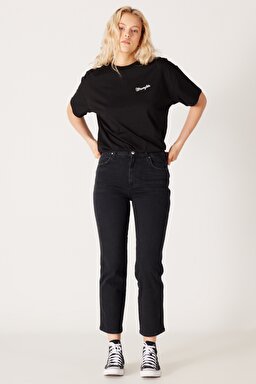 Wild West Regular Fit Yüksek Bel Düz Paça Esnek Jean Kot Pantolon - Stone-W2H200658 (görsel 3)