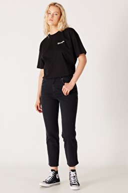Wild West Regular Fit Yüksek Bel Düz Paça Esnek Jean Kot Pantolon - Stone-W2H200658 (görsel 4)