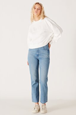 Regular Fit Normal Kesim Yüksek Bel Açık Mavi Esnek Wild West Jean Kot Pantolon - Light Blue-W2H2007404 (görsel 3)