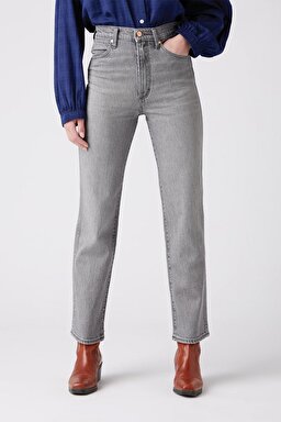 Wild West Straight %100 Pamuk Yüksek Bel Jean Pantolon - Cloud Grey-W2H24146E