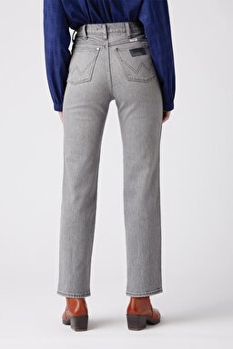 Wild West Straight %100 Pamuk Yüksek Bel Jean Pantolon - Cloud Grey-W2H24146E (görsel 2)