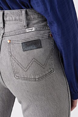 Wild West Straight %100 Pamuk Yüksek Bel Jean Pantolon - Cloud Grey-W2H24146E (görsel 5)