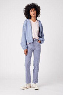 Wild West Fit Yüksek Bel Kadife Lila Esnek Pantolon - Stone Wash Blue-W2H2A2X4Q