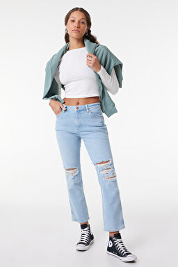 Wild West Straight Fit Düz Kesim Yüksek Bel Esnek Jean Kot Pantolon - Bad Intentions-W2H2DE32Y (görsel 2)
