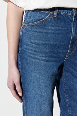 Wild West Straight Fit Düz Kesim %100 Pamuk Yüksek Bel Esnek Jean Kot Pantolon - Renegade-W2H2EL44I (görsel 5)