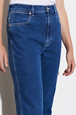 Wild West Fit Yüksek Bel Düz Paça Esnek Jean Kot Pantolon - Blue Dip-W2H2JH43G (görsel 3)