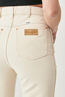 Wild West Straight %100 Pamuk Yüksek Bel Jean Pantolon - Natural-W2H2XZ42J (görsel 6)