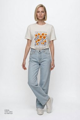 Wide Leg Yüksek Bel Geniş Paça Jean Denim Pantolon - Promises Kept-W2HD205280F09 (görsel 3)