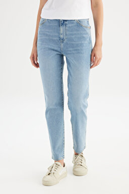Slim Fit Dar Kesim Yüksek Bel Açık Mavi Esnek Walker Jean Kot Pantolon - Supertubes-W2HC3833O (görsel 2)