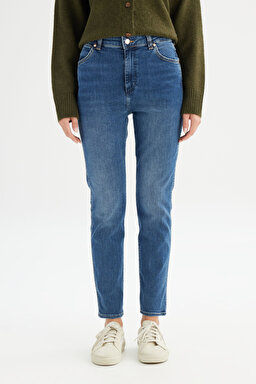 Slim Fit Dar Kesim Yüksek Bel Mavi Esnek Walker Jean Kot Pantolon - Hot In Here-W2HCMQ478 (görsel 2)