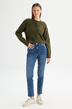Slim Fit Dar Kesim Yüksek Bel Mavi Esnek Walker Jean Kot Pantolon - Hot In Here-W2HCMQ478 (görsel 3)
