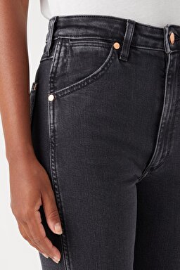 Slim Fit Dar Kesim Yüksek Bel Siyah Esnek Walker Jean Denim Kot Pantolon - Black-W2HCMR471 (görsel 3)