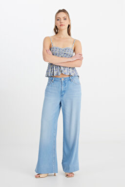 Wide Leg Fit Yüksek Bel Geniş Paça Mavi Jean Kot Pantolon - Promises Kept-W2HD205280F09 (görsel 2)