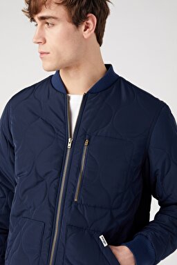 Regular Fit Normal Kesim Sherpa Yaka Kapitone Lacivert Mont - Navy-W40KWU114 (görsel 2)