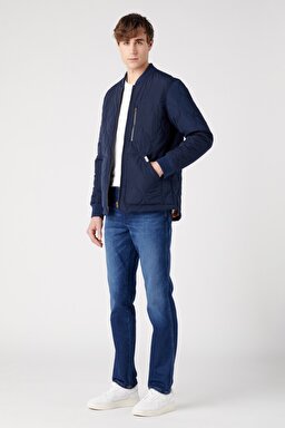 Regular Fit Normal Kesim Sherpa Yaka Kapitone Lacivert Mont - Navy-W40KWU114 (görsel 3)