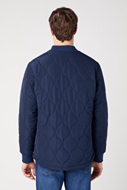 Regular Fit Normal Kesim Sherpa Yaka Kapitone Lacivert Mont - Navy-W40KWU114 (görsel 4)