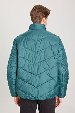 Regular Fit Normal Kesim Dik Yaka Yeşil Şişme Mont - Dark Matcha-W40YWAG61 (görsel 6)