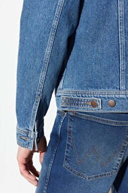 Trucker Regular Fit Normal Kesim %100 Pamuk Mavi Jean Kot Ceket - Limbo-W410EL44K (görsel 6)
