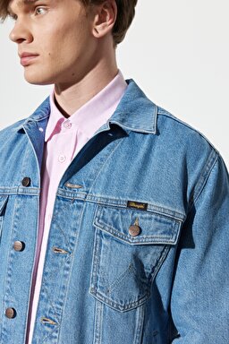 Trucker Regular Fit Normal Kesim %100 Pamuk Açık Mavi Jean Kot Ceket - Empire-W410EL44L (görsel 4)