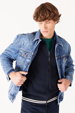Regular Fit Normal Kesim %100 Pamuk Denim Ceket - Blue-W459SF667