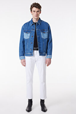 Regular Fit Anti Fit Jean Kot Ceket - Blue Block-W459ZU443 (görsel 3)