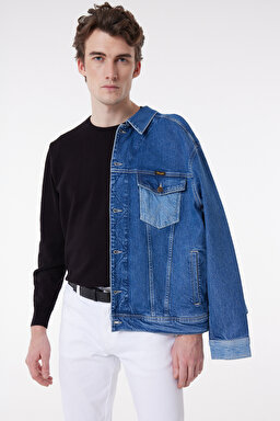 Regular Fit Anti Fit Jean Kot Ceket - Blue Block-W459ZU443 (görsel 6)