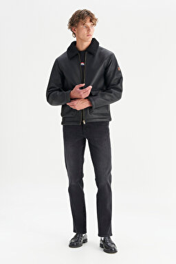 Regular Fit Normal Kesim Gömlek Yaka Cepli Ceket - Black-W45L0301936 (görsel 2)