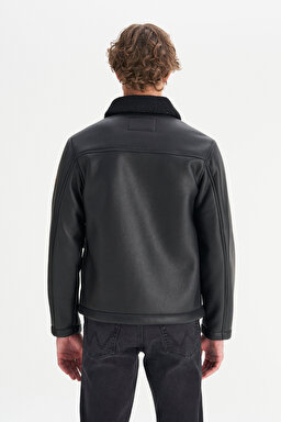 Regular Fit Normal Kesim Gömlek Yaka Cepli Ceket - Black-W45L0301936 (görsel 5)