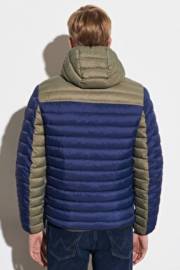 Regular Fit Normal Kesim Kapüşonlu Tam Fermuarlı Mavi Şişme Mont - Navy-W4B1WA114 (görsel 8)