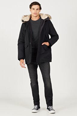 Regular Fit Normal Kesim Mont - Black-W4D0WX100 (görsel 7)