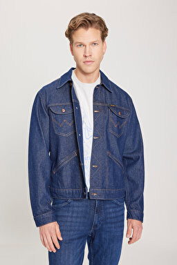 Regular Fit Normal Kesim %100 Pamuk Lacivert Jean Kot Ceket - Rinse-W4MJ73401