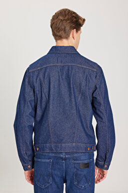 Regular Fit Normal Kesim %100 Pamuk Lacivert Jean Kot Ceket - Rinse-W4MJ73401 (görsel 6)